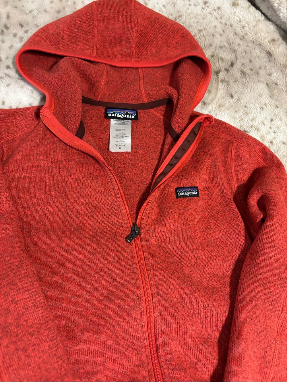 Patagonia Red Hooded Full-Zip Fleece Jacket